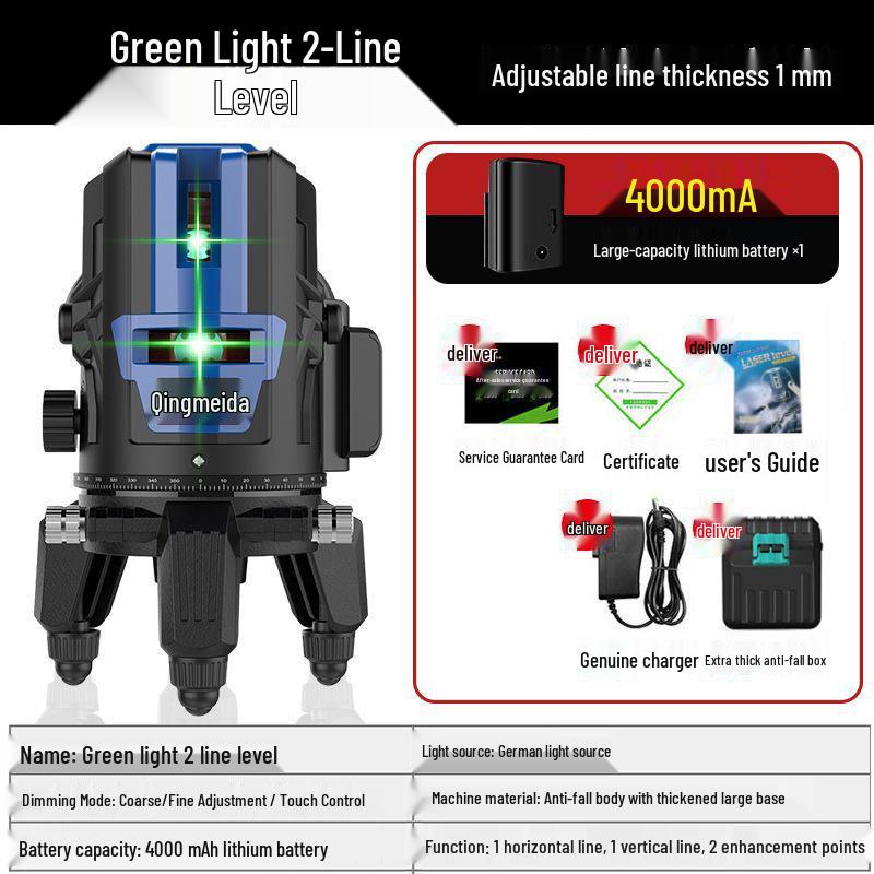 Qingmeida Multi-Line Green & Blue Light Precision Laser Level Instrument
Qingmeida Multi-Line Green & Blue Light Precision Laser Level Instrument