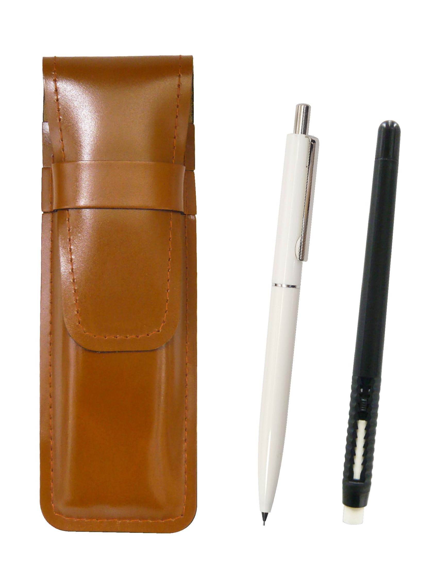 2 Pack Slim Cowhide Pencil Case Brown Eraser Black and AP150 1965 Reprint Edition Ladies Mechanical Pencil Set with Metal Clip White Pen-shaped
2 Pack Slim Cowhide Pencil Case Brown Eraser Black and AP150 1965 Reprint Edition Ladies Mechanical Pencil Set with Metal Clip White Pen-shaped