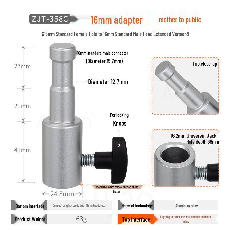 1/4 Light Stand Adapter for Studio/Broadcast: Tripod Mount for Mirrorless Cameras, Ball Head with 3/8 Base Hole
1/4 Light Stand Adapter for Studio/Broadcast: Tripod Mount for Mirrorless Cameras, Ball Head with 3/8 Base Hole