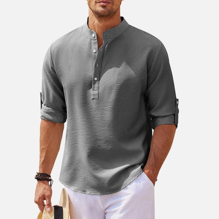 Men s Gray Stand Collar 3/4 Sleeve Casual Shirt with Multiple Color Options S темно-сірий
Men s Gray Stand Collar 3/4 Sleeve Casual Shirt with Multiple Color Options S темно-сірий