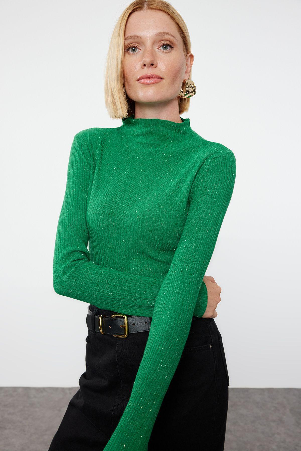 Women s Elegance Style Sweater Green Premium Yarn Special Yarn Stand Collar Knitwear Sweater S
Women s Elegance Style Sweater Green Premium Yarn Special Yarn Stand Collar Knitwear Sweater S