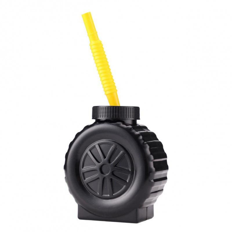 Novelty Wheel Shaped Drinking Cup With Built-In Straw For Kids And Adults Fun Plastic Beverage Glass Black cup + yellow straw
Novelty Wheel Shaped Drinking Cup With Built-In Straw For Kids And Adults Fun Plastic Beverage Glass Black cup + yellow straw