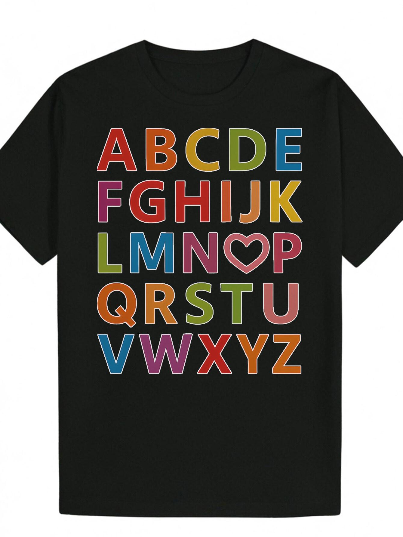 Short Sleeve T-shirt - Black with Colorful Alphabet Letters A-Z & Heart Design XXL
Short Sleeve T-shirt - Black with Colorful Alphabet Letters A-Z & Heart Design XXL