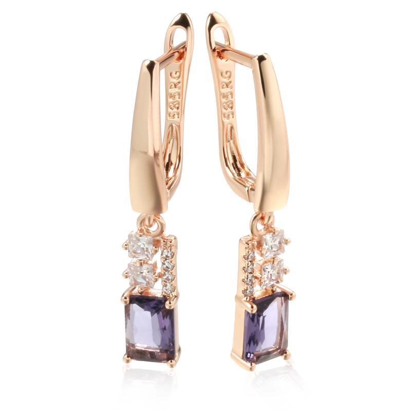 Rose Gold Color Long Dangle Earrings For Women Square Purple Natural Zircon Accessories Party Daily Fine Jewelry
Rose Gold Color Long Dangle Earrings For Women Square Purple Natural Zircon Accessories Party Daily Fine Jewelry
