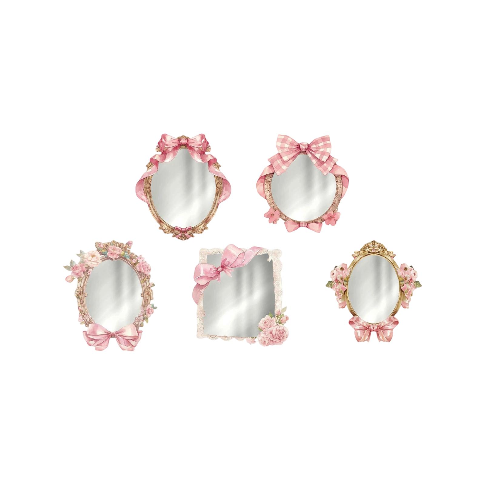 Decorative Handheld Mirrors with Floral Frame Design and Bow Accent Set of 5 Vintage Style DIY Craft Accessories for Journaling Scrapbooking One Size
Decorative Handheld Mirrors with Floral Frame Design and Bow Accent Set of 5 Vintage Style DIY Craft Accessories for Journaling Scrapbooking One Size