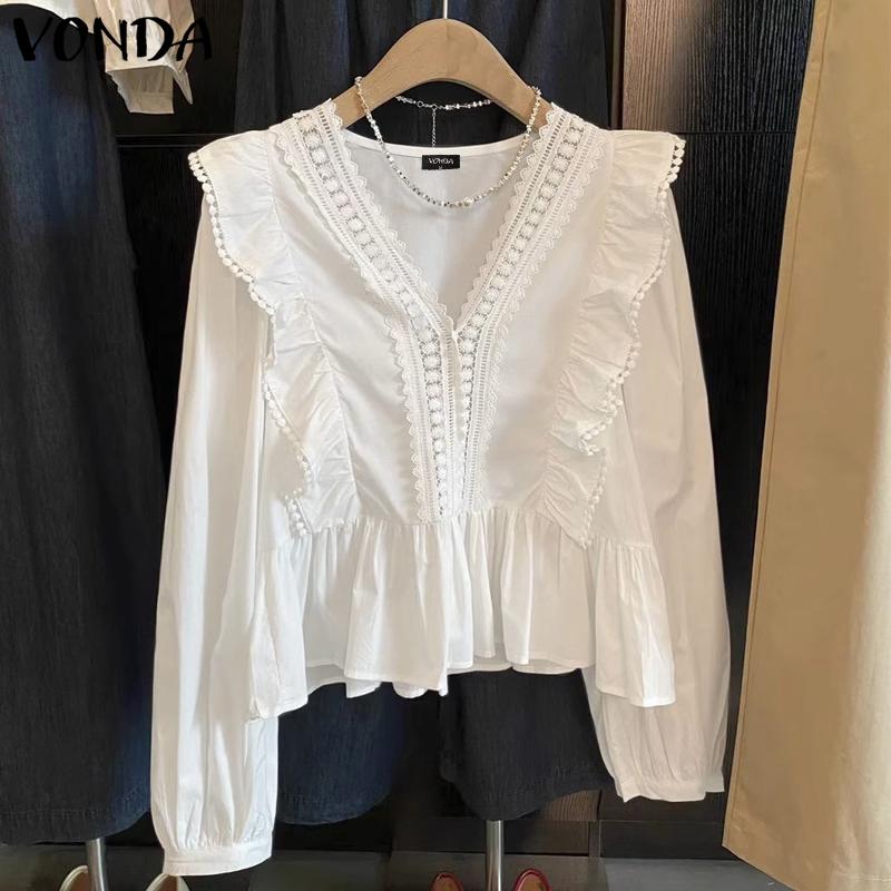 VONDA Women Casual V Neck Long Sleeve Lace Ruffle Blouses L бежевый 
VONDA Women Casual V Neck Long Sleeve Lace Ruffle Blouses L бежевый