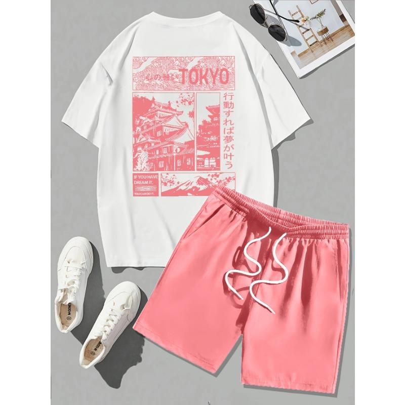 Men s suit #English TOKYO printed short-sleeved T-shirt + drawstring waist beach pants two-piece set 8XL
Men s suit #English TOKYO printed short-sleeved T-shirt + drawstring waist beach pants two-piece set 8XL
