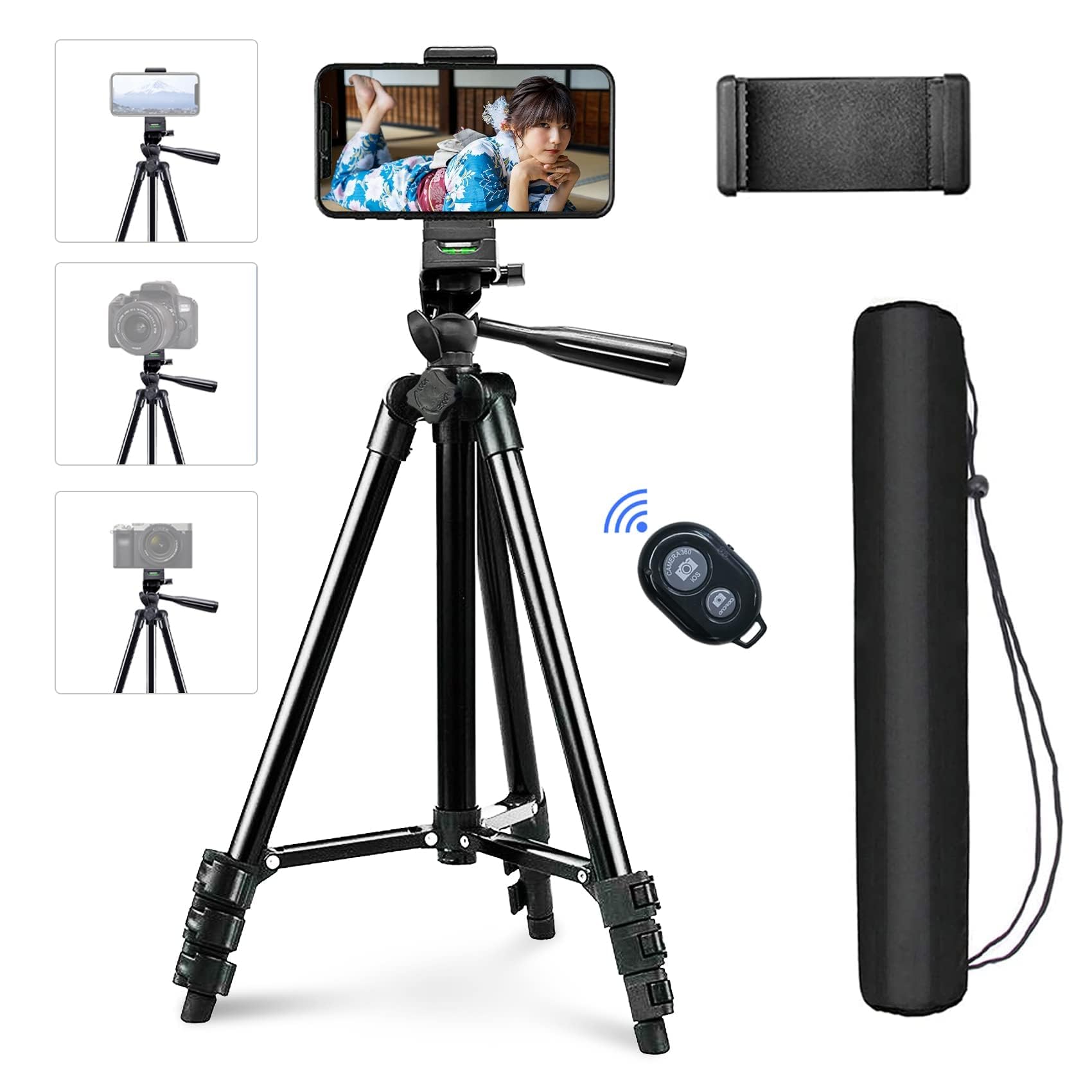 Smartphone Tripod for iPhone with Bluetooth Pan Telescopic Maximum Length Lightweight Mini Tripod with Storage Easy to Compatible with Camera and
Smartphone Tripod for iPhone with Bluetooth Pan Telescopic Maximum Length Lightweight Mini Tripod with Storage Easy to Compatible with Camera and