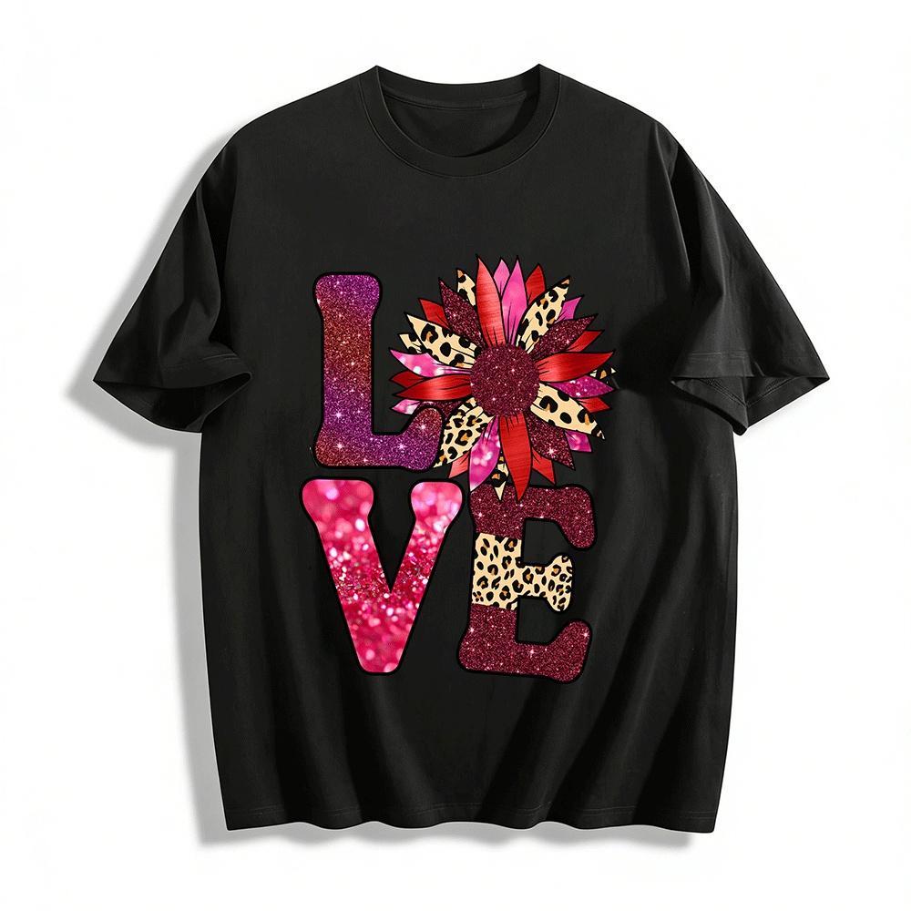Leopard Print Flower LOVE Glitter Casual Crew Neck Short Sleeve Top Pure cotton T-shirt XXS
Leopard Print Flower LOVE Glitter Casual Crew Neck Short Sleeve Top Pure cotton T-shirt XXS