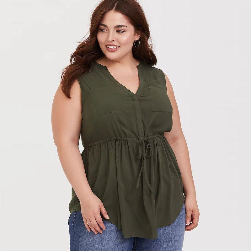 V-neck Waist-Controlled Lace-up Base Vest Sleeveless Shirt Army Green without belt 0
V-neck Waist-Controlled Lace-up Base Vest Sleeveless Shirt Army Green without belt 0