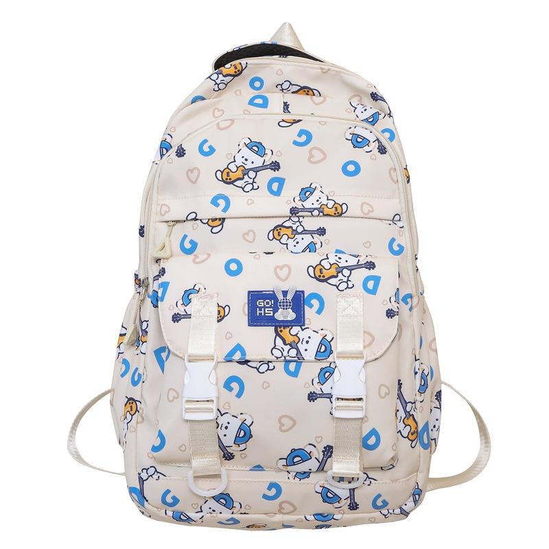 Рюкзак кампуса с мультфильмом граффити, женская школьная сумка большой емкости хаки