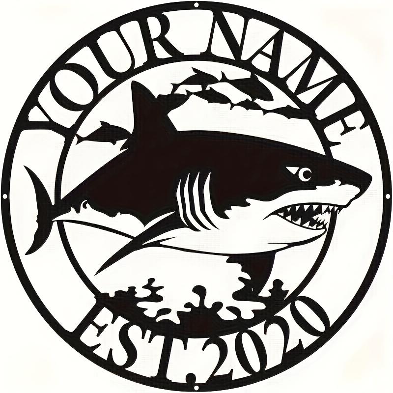 Shark Metal Wall Art Custom Name Sign Black Circle Home Decor Marine Design
Shark Metal Wall Art Custom Name Sign Black Circle Home Decor Marine Design