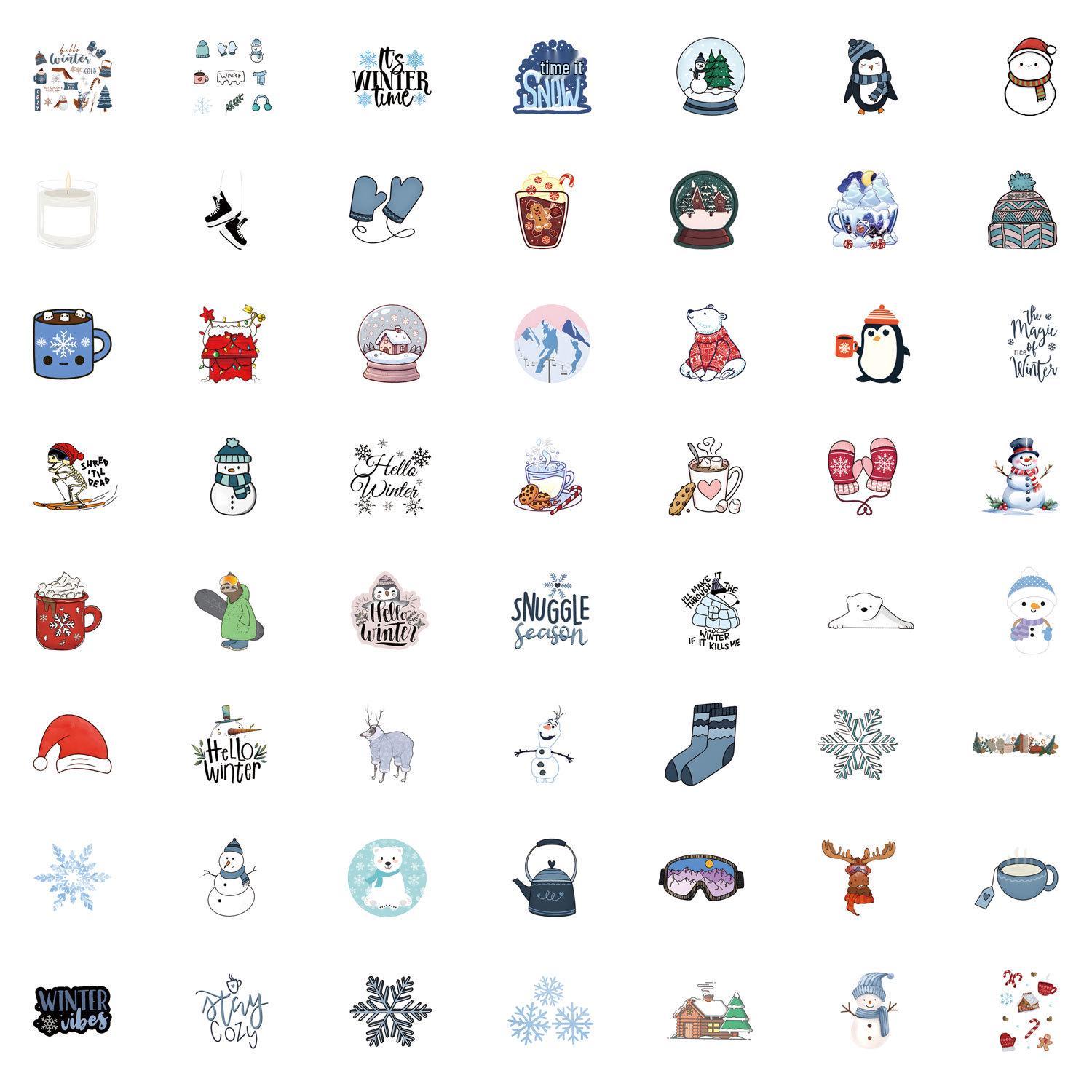 55 Waterproof Cartoon Winter Stickers for Stationery and Decorations.
55 Waterproof Cartoon Winter Stickers for Stationery and Decorations.