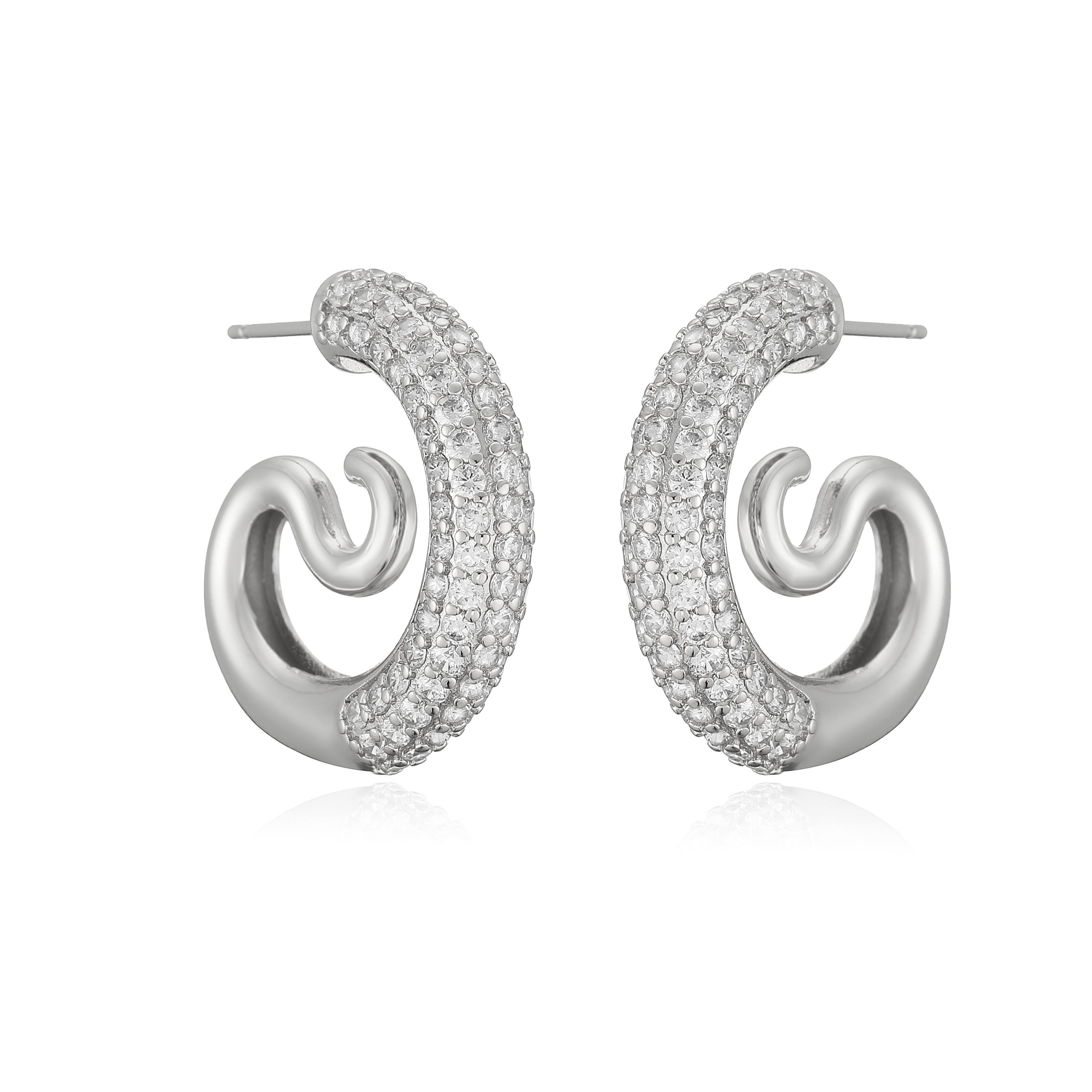 18K Gold-Plated Cubic Zirconia Semi-Precious Brass Stud Earrings, Snail-Spiral Design for Ladies Evening Wear 1 Pair
18K Gold-Plated Cubic Zirconia Semi-Precious Brass Stud Earrings, Snail-Spiral Design for Ladies Evening Wear 1 Pair