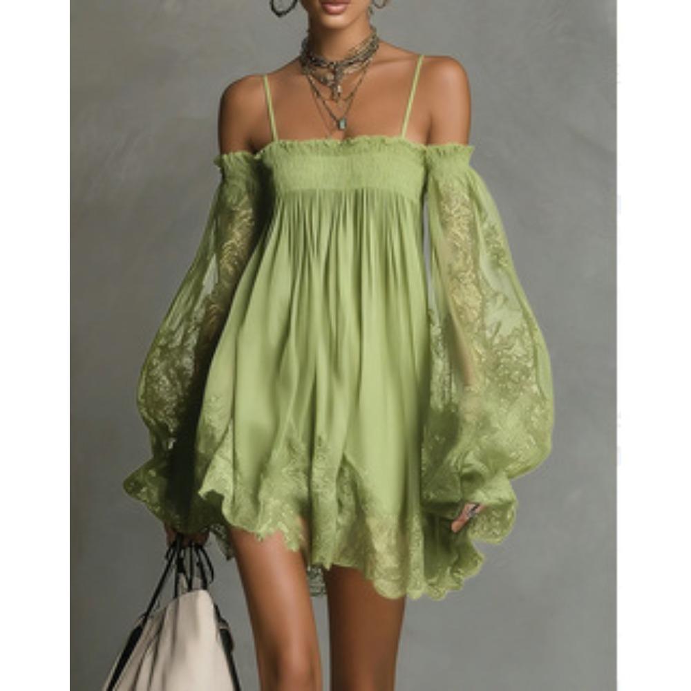 European and American sexy, women s perspective, long-sleeved suspender solid color, elastic one-word collar lace dress XXL зелений
European and American sexy, women s perspective, long-sleeved suspender solid color, elastic one-word collar lace dress XXL зелений