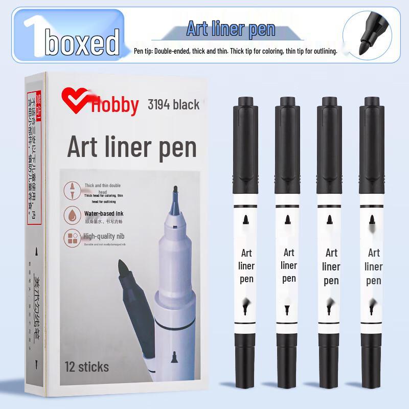 Hobby 3194 Dual-Tip Art Marker: Double-Headed, Water-Based, Thick & Thin Lines Pen for Drawing & Outlining
Hobby 3194 Dual-Tip Art Marker: Double-Headed, Water-Based, Thick & Thin Lines Pen for Drawing & Outlining