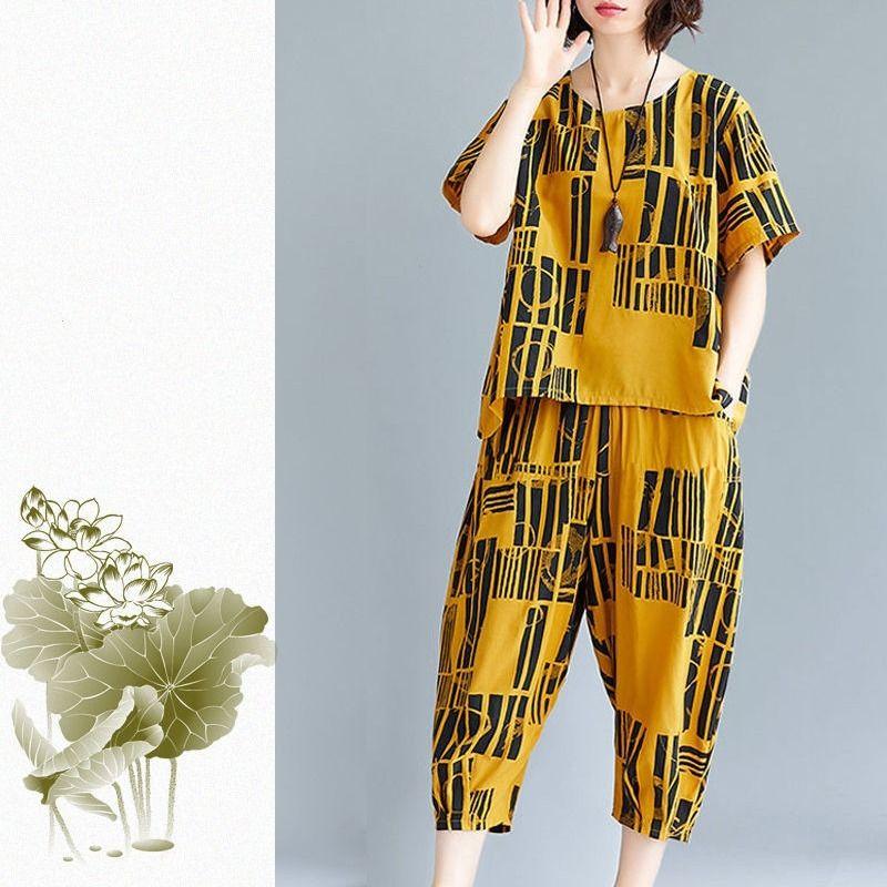 Women O-Neck Short Sleeve Elastic Waistband Pockets Casual Outfit Women Lines Printing T-shirt Wide Leg Cropped Pant Sets 3XL зелений
Women O-Neck Short Sleeve Elastic Waistband Pockets Casual Outfit Women Lines Printing T-shirt Wide Leg Cropped Pant Sets 3XL зелений
