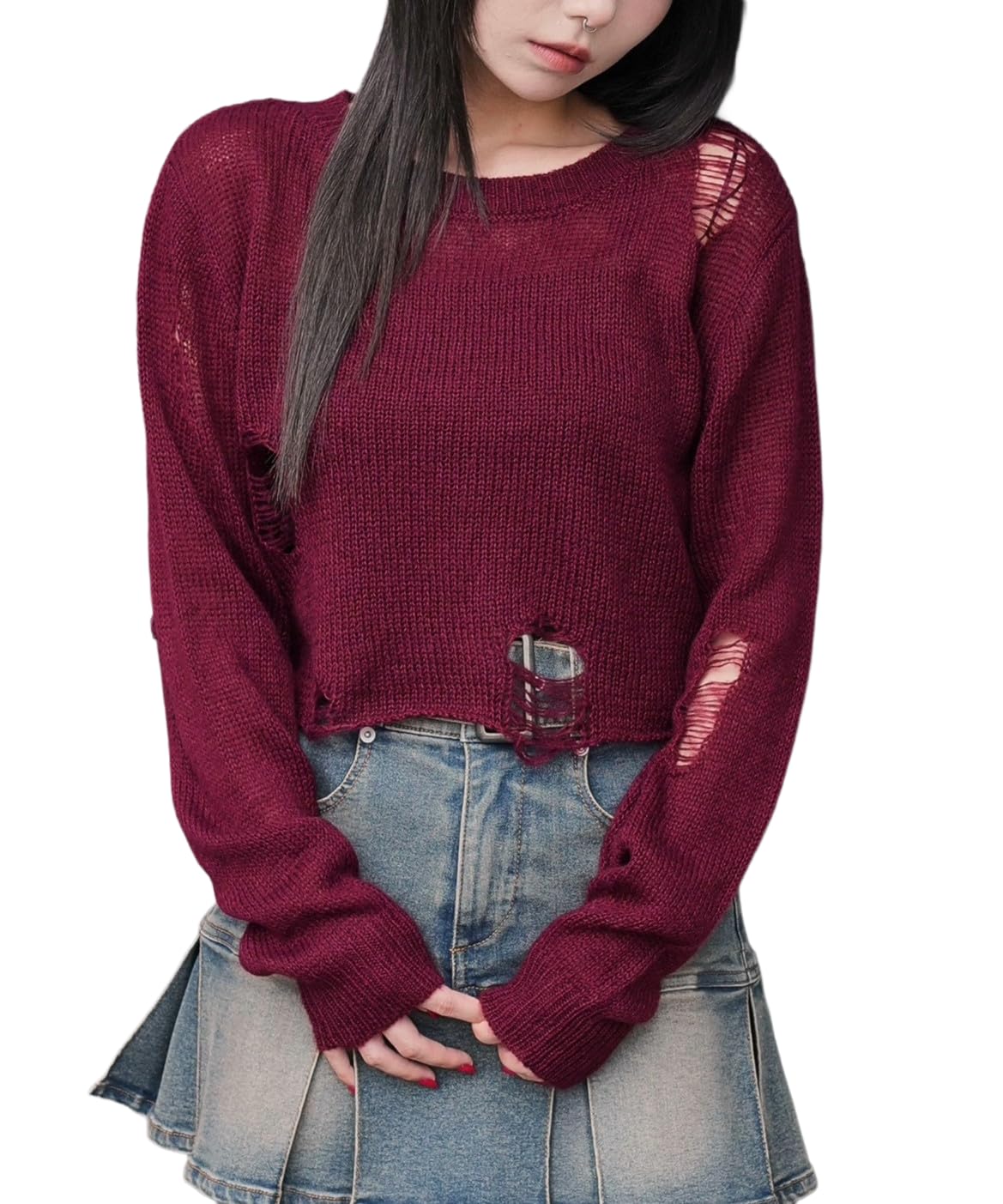 WEGO Distressed Short Knit Korean Size Wine Mohair-Touch Sweater, Top, Autumn/Winter Clothing, Casual, Style, Girly, Gift, Women s, F, винный
WEGO Distressed Short Knit Korean Size Wine Mohair-Touch Sweater, Top, Autumn/Winter Clothing, Casual, Style, Girly, Gift, Women s, F, винный