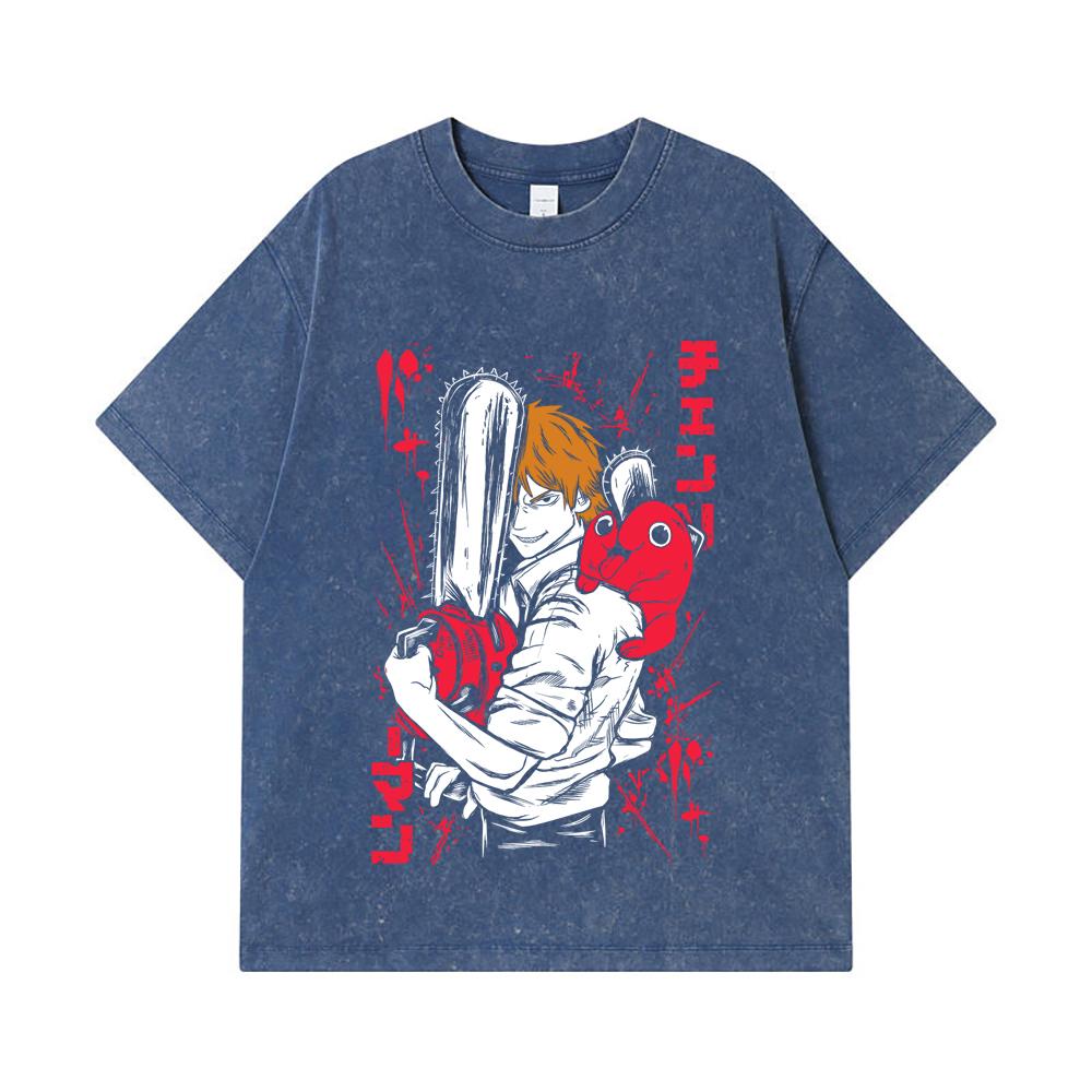 275 GSM Washed T-shirts 100% Cotton Chainsaw Man V33 Denji Print Unisex Heavy Cotton T Shirt 2XL королівський синій колір
275 GSM Washed T-shirts 100% Cotton Chainsaw Man V33 Denji Print Unisex Heavy Cotton T Shirt 2XL королівський синій колір