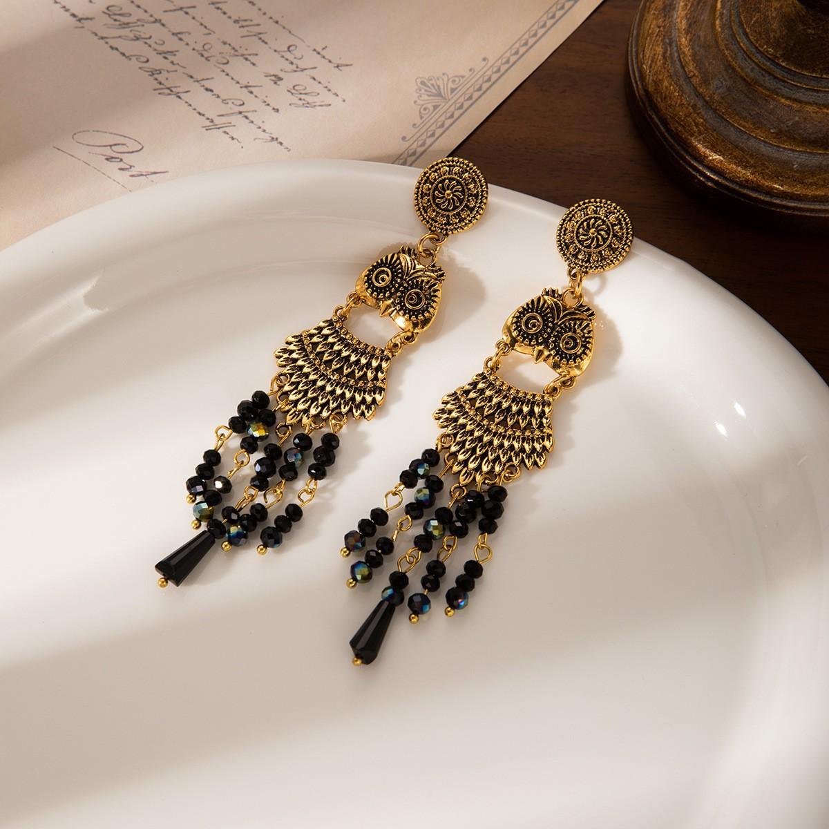 High-End Fashion Owl Earrings Retro Ethnic Feng Shui Drop Fringed Earrings Bohemian Ear Jewelry
High-End Fashion Owl Earrings Retro Ethnic Feng Shui Drop Fringed Earrings Bohemian Ear Jewelry