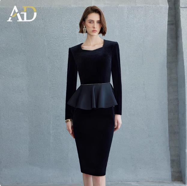 AD Женское элегантное формальное платье, скрывающее живот - Легкая роскошь, Стиль высокого класса S