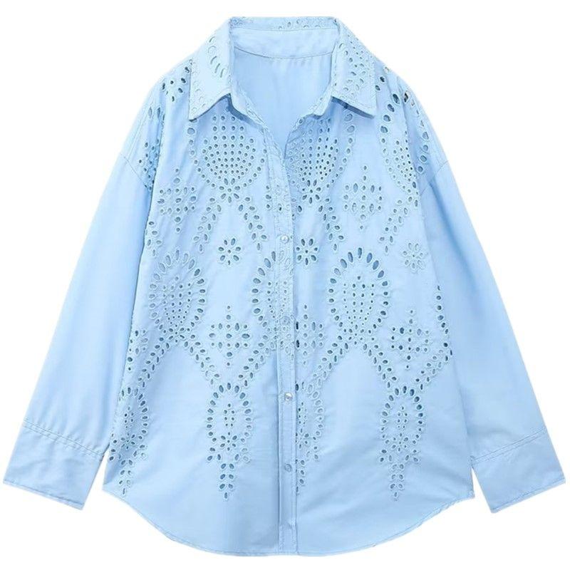 Spring New Arrival Women s Clothing Stylish Loose Cut Out Embroidery Blue L
Spring New Arrival Women s Clothing Stylish Loose Cut Out Embroidery Blue L