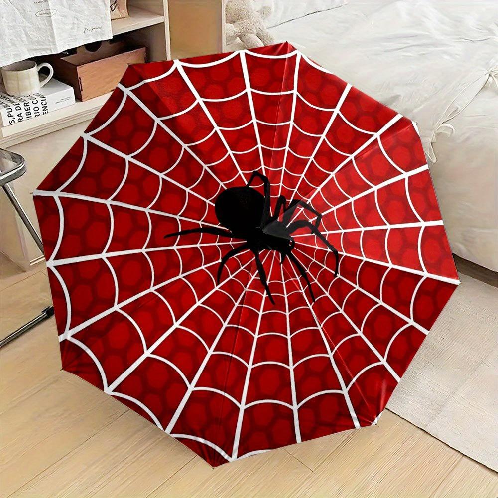 Automatic Folding Umbrella with Spider & Web Design - Red & Black with White Spider Legs, 8-Rib Compact Portable Automatic Ope
Automatic Folding Umbrella with Spider & Web Design - Red & Black with White Spider Legs, 8-Rib Compact Portable Automatic Ope