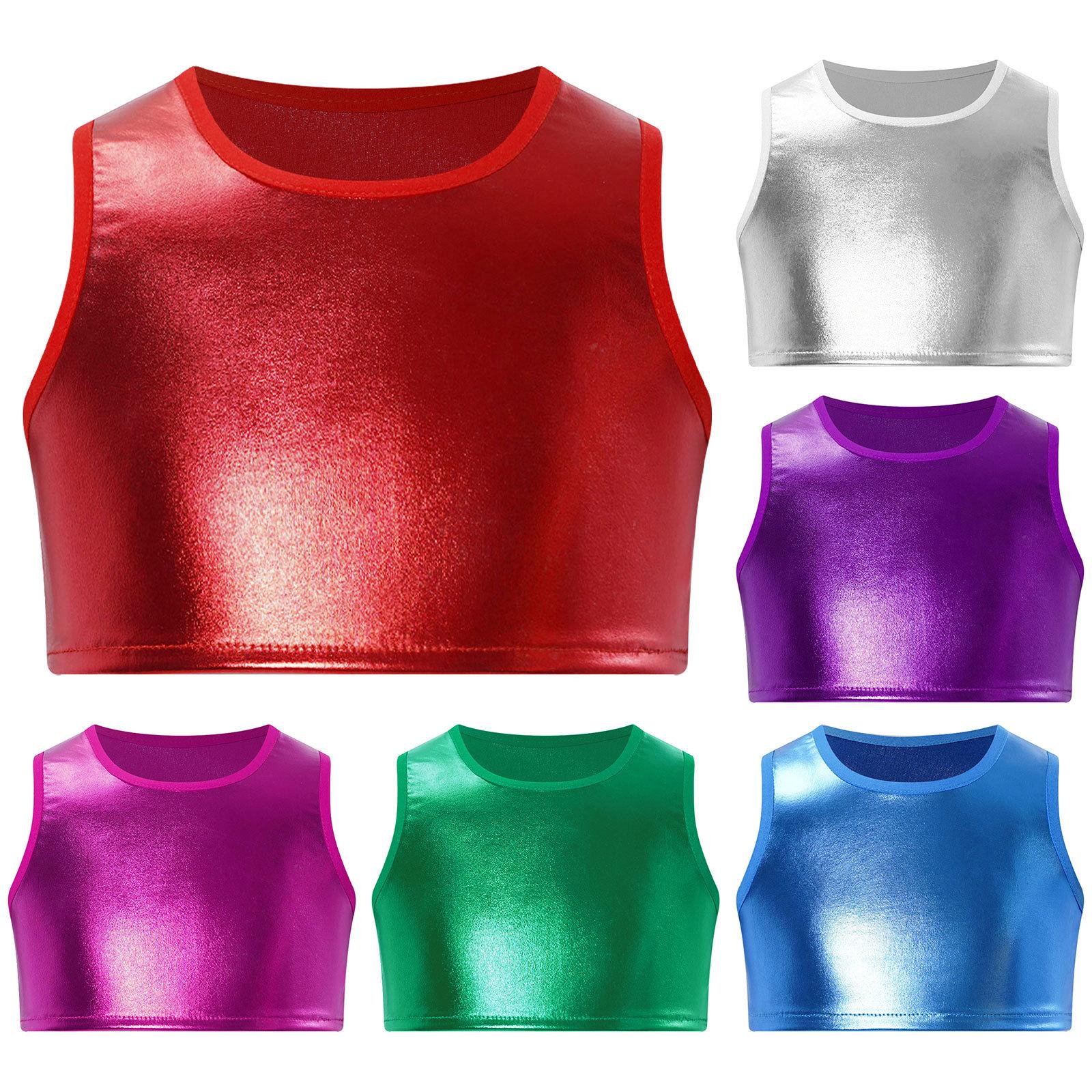 Girls Shiny Metallic Sleeveless Crop Top Round Neck Vest Dance Stage Performance Costume Recital Wear Sparkly Top Apparel for Kids Dance Show 13-14 Years срібний
Girls Shiny Metallic Sleeveless Crop Top Round Neck Vest Dance Stage Performance Costume Recital Wear Sparkly Top Apparel for Kids Dance Show 13-14 Years срібний
