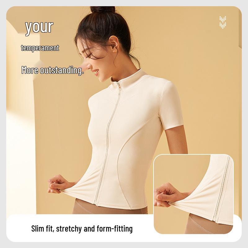 Yoga Seamless Slim Fit Zip-Up Jacket - Short Sleeve Stand Collar Fitness Cardigan Large
Yoga Seamless Slim Fit Zip-Up Jacket - Short Sleeve Stand Collar Fitness Cardigan Large