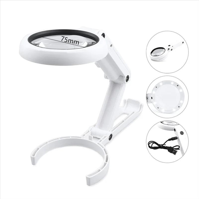 Portable Foldable Magnifier Magnifying Glasses With 8 Led Light 5x/11x Handheld Magnifier For Seniors Children Reading білий
Portable Foldable Magnifier Magnifying Glasses With 8 Led Light 5x/11x Handheld Magnifier For Seniors Children Reading білий