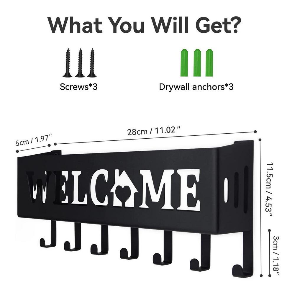 Keyring And Mail Holder For Wall Metal Wall Mounted Mail Organizer With Hooks Welcome Decorative Shelf Hangers Easy Installation
Keyring And Mail Holder For Wall Metal Wall Mounted Mail Organizer With Hooks Welcome Decorative Shelf Hangers Easy Installation