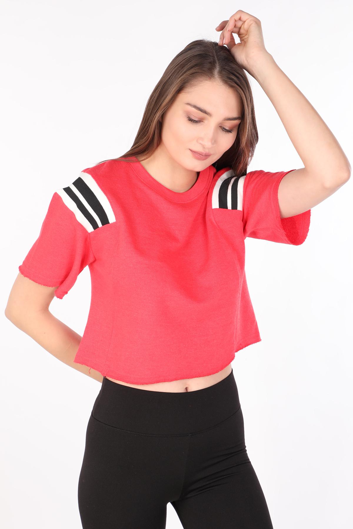 Женская укороченная футболка в рубчик Цветок граната L красный горячие 
Женская укороченная футболка в рубчик Цветок граната L красный горячие