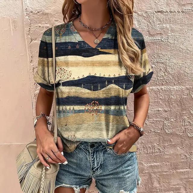 Retro Women s T-Shirt Casual Harajuku Stripe Print T Shirt Summer V-Neck Short Sleeve Tee For Women Streetwear Pullover Tops New 8XL
Retro Women s T-Shirt Casual Harajuku Stripe Print T Shirt Summer V-Neck Short Sleeve Tee For Women Streetwear Pullover Tops New 8XL