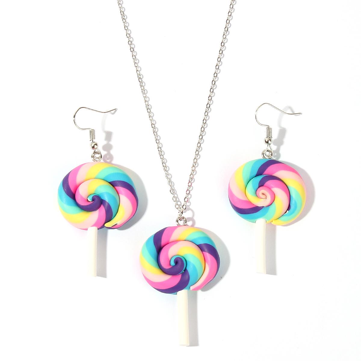 W777 Li Meng Japanese-Korean Cute Candy Jewelry Set: Colorful Lollipop Necklace and Earrings for Women
W777 Li Meng Japanese-Korean Cute Candy Jewelry Set: Colorful Lollipop Necklace and Earrings for Women