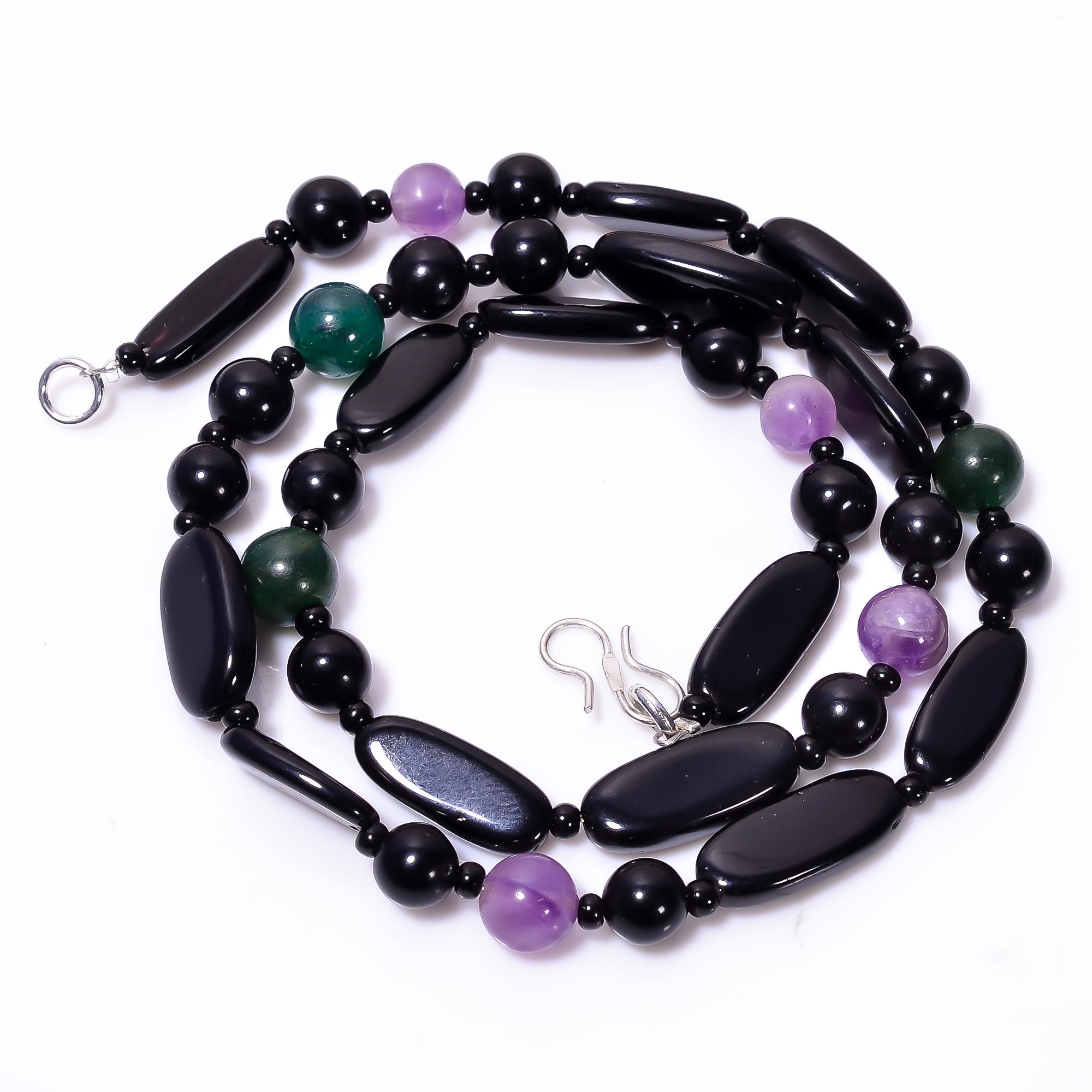 Natural Black Onyx Amethyst Aventurine Smooth Beads Necklace 6-18 mm 18 UB-8589
Natural Black Onyx Amethyst Aventurine Smooth Beads Necklace 6-18 mm 18 UB-8589