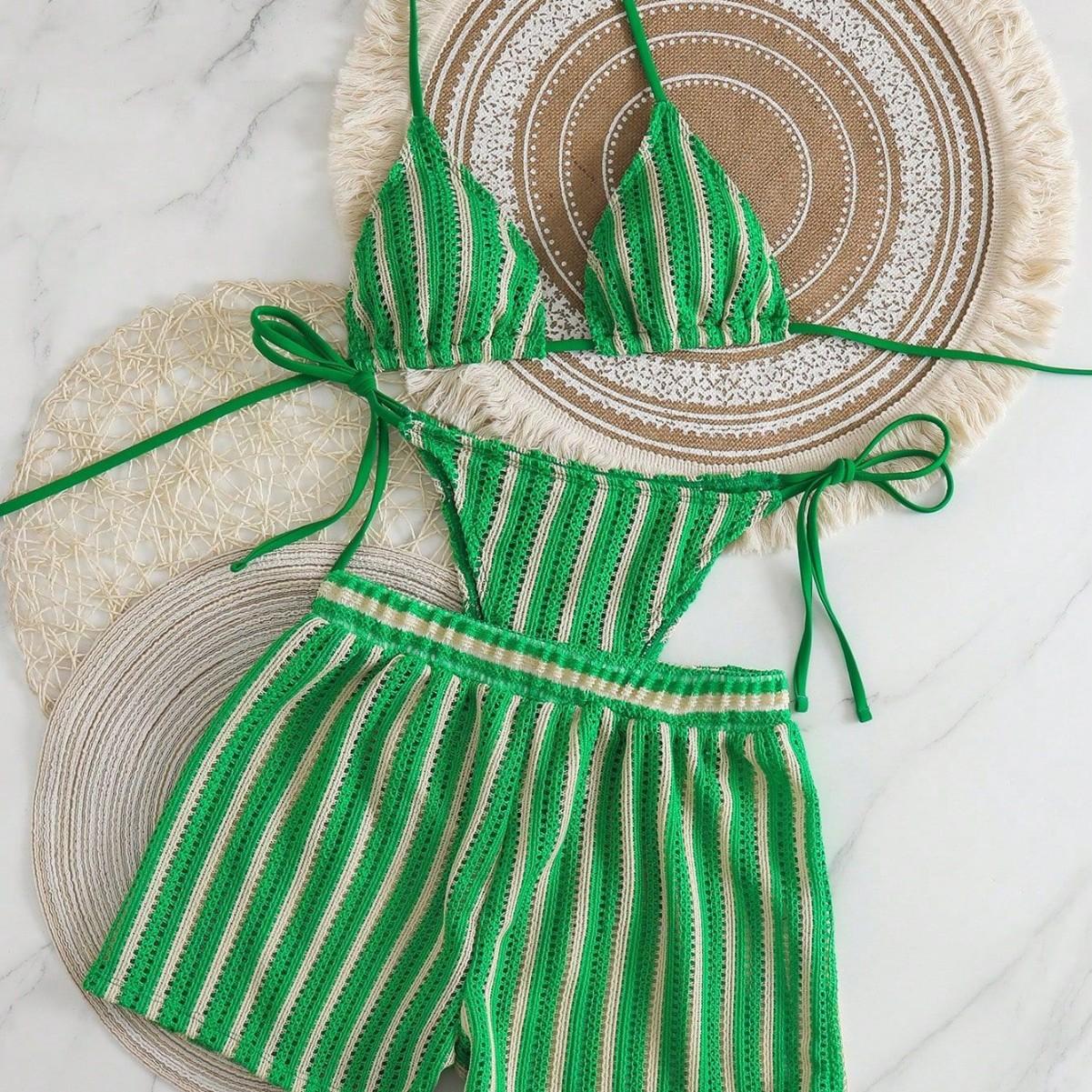 Summer Boxer Shorts Mesh Three-piece Women s Swimsuit Neck Lace-up Bikini Set S зелёный
Summer Boxer Shorts Mesh Three-piece Women s Swimsuit Neck Lace-up Bikini Set S зелёный