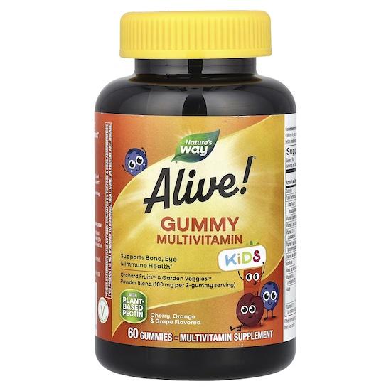 Nature s Way- Alive! Gummies, Multi-Vitamin for Children, Cherry, Grape & Orange, 90 Gummies
Nature s Way- Alive! Gummies, Multi-Vitamin for Children, Cherry, Grape & Orange, 90 Gummies