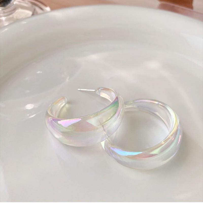 Iridescent Transparent Acrylic C-Hoop Dangle Earrings - Minimalist Fashion for Women
Iridescent Transparent Acrylic C-Hoop Dangle Earrings - Minimalist Fashion for Women