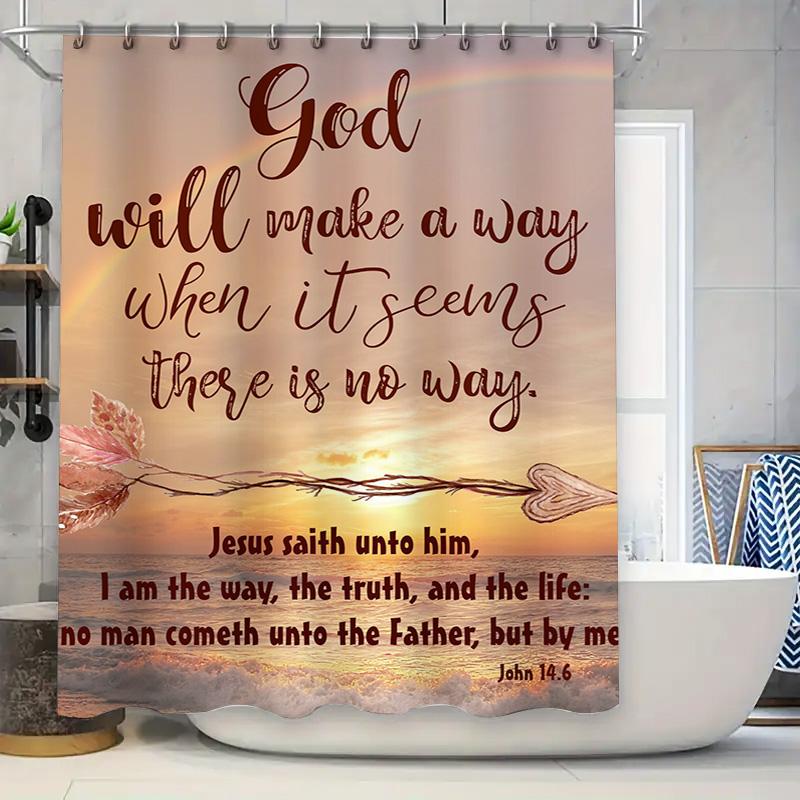 Modern Home Decor Shower Curtain With Religious Quote Perfect For Bathroom Decoration W60H190(CM)-1 Pcs
Modern Home Decor Shower Curtain With Religious Quote Perfect For Bathroom Decoration W60H190(CM)-1 Pcs