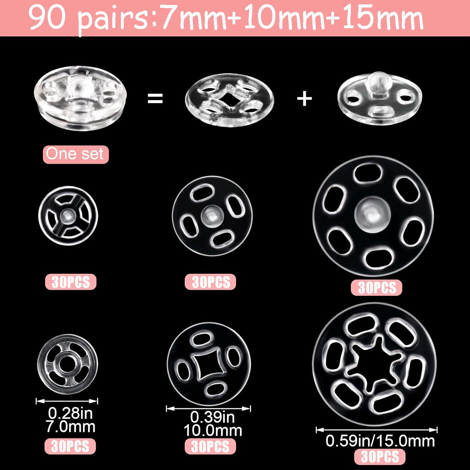 90 Pairs Plastic Sew-on Snap Buttons Invisible Snap Fasteners Buttons Round Clear Press Button for Sewing Clothing DIY Craft
90 Pairs Plastic Sew-on Snap Buttons Invisible Snap Fasteners Buttons Round Clear Press Button for Sewing Clothing DIY Craft