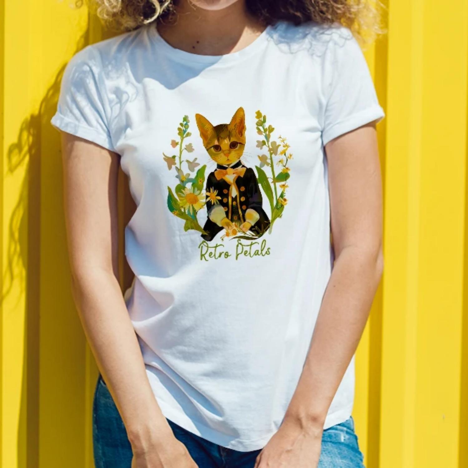 inspired WomensShort Sleeve CottonTShirt Retro Petals Cat Print for Casual Day to Day Wear Young Women with a Vintage chic Style XXXXXL білий
inspired WomensShort Sleeve CottonTShirt Retro Petals Cat Print for Casual Day to Day Wear Young Women with a Vintage chic Style XXXXXL білий