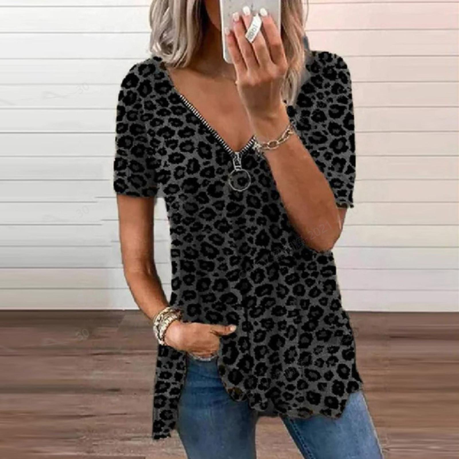 Летние женские топы с v-образным вырезом на молнии и леопардовым принтом, свободная футболка с короткими рукавами XL чёрный
Летние женские топы с v-образным вырезом на молнии и леопардовым принтом, свободная футболка с короткими рукавами XL чёрный