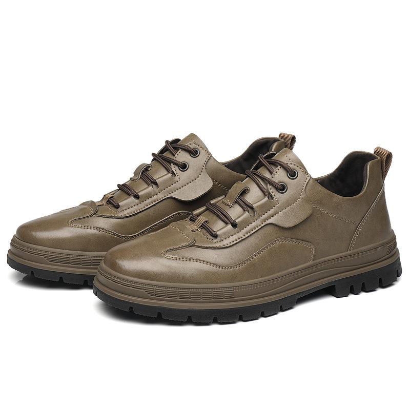 Высококачественная модная мужская кожаная повседневная обувь, удобная дышащая обувь на шнуровке для офиса, скейтбординга, универсальная, осенняя, новинка 44 хаки