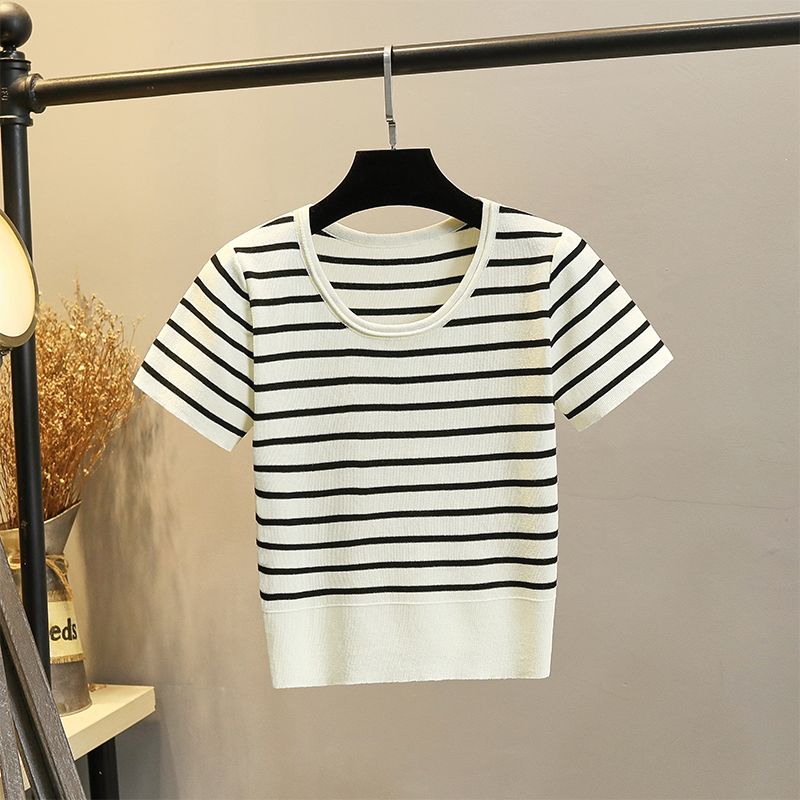 round Neck Pullover Thin Ice Silk T-shirt Striped Sweater Black and white stripes M
round Neck Pullover Thin Ice Silk T-shirt Striped Sweater Black and white stripes M