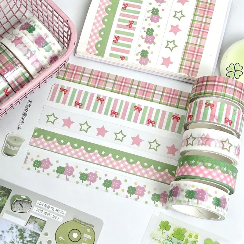 5pcs Basic Grid Clover Bow Decor Tape Cute Cartoon Creative Washi Tape School Stationery Stickers
5pcs Basic Grid Clover Bow Decor Tape Cute Cartoon Creative Washi Tape School Stationery Stickers