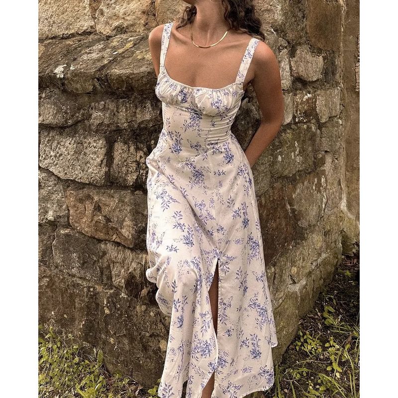 Gentle and Cold Retro Split Long Sling Dress Apricot bottom blue flower L
Gentle and Cold Retro Split Long Sling Dress Apricot bottom blue flower L