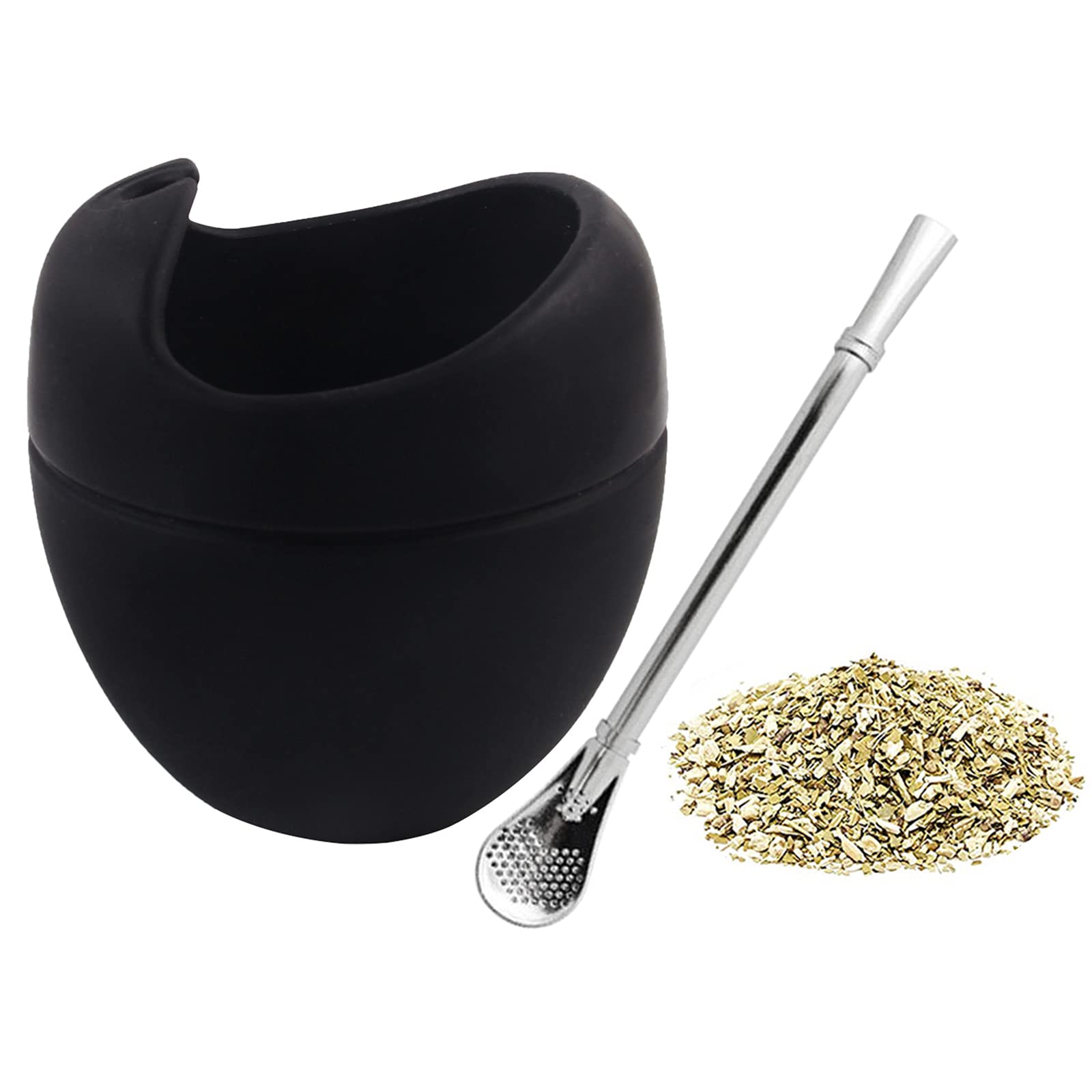 Mate Tea Cup, Silica Gel, Argentine Mate Gourd, Mate Tea, Guambo, with Bombilla (Stainless Steel Straw), Black
Mate Tea Cup, Silica Gel, Argentine Mate Gourd, Mate Tea, Guambo, with Bombilla (Stainless Steel Straw), Black