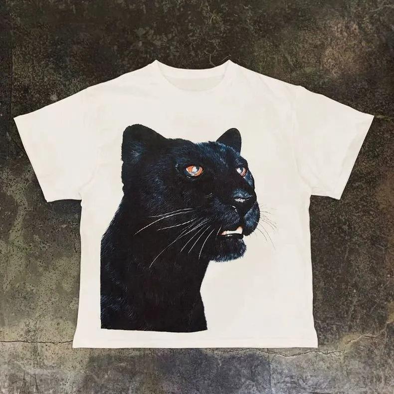 Americanstyle Retro Black Panther Print Niche Vintage Streetwear Loose and Versatile Shortsleeved Tshirt 4XL
Americanstyle Retro Black Panther Print Niche Vintage Streetwear Loose and Versatile Shortsleeved Tshirt 4XL