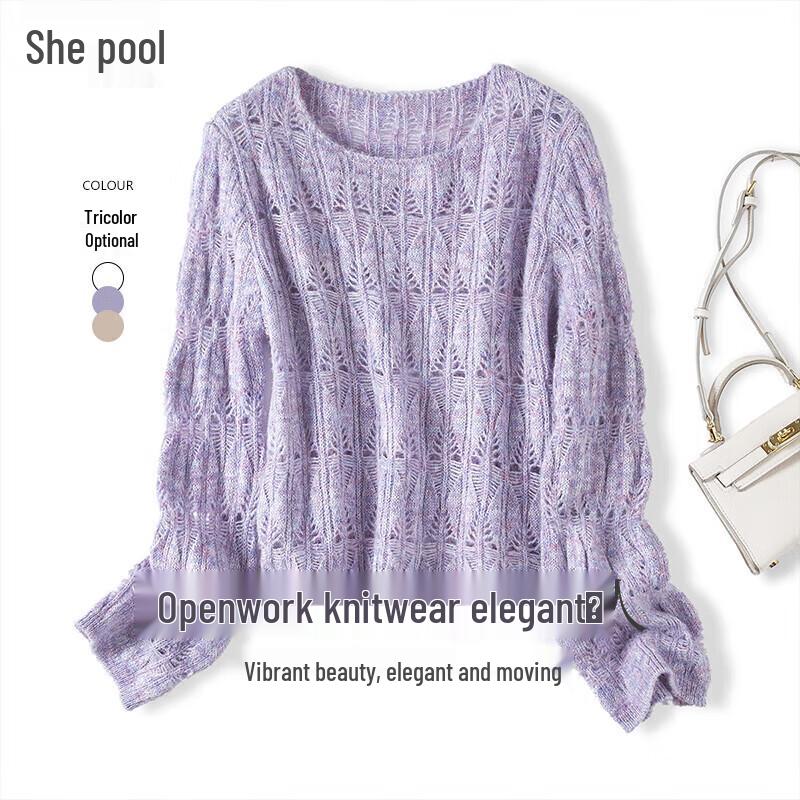 Women s Round Neck Hollow-Out Knit Sweater One Size
Women s Round Neck Hollow-Out Knit Sweater One Size