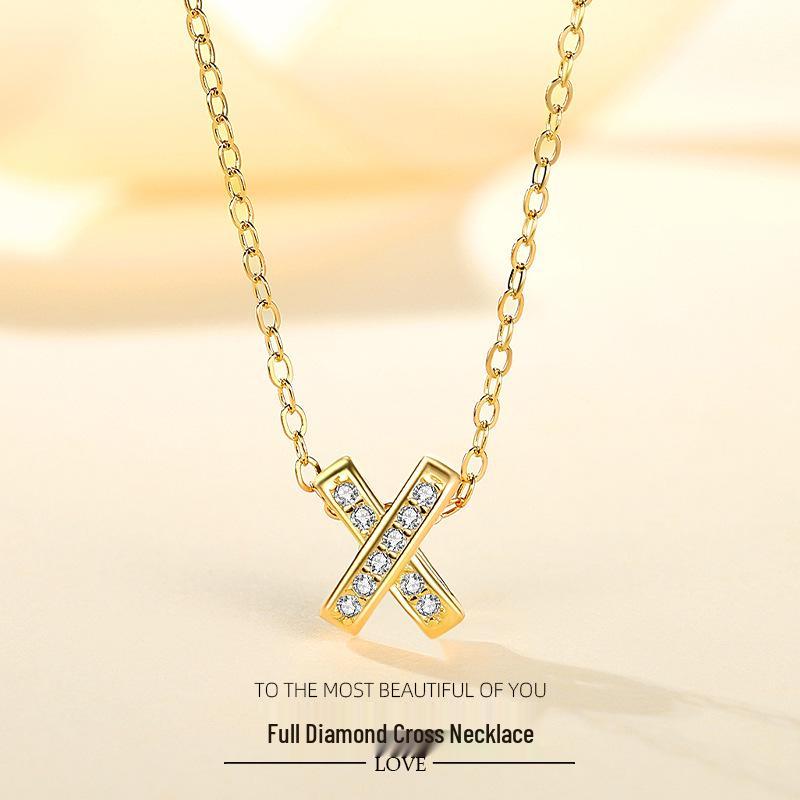 Minimalist S925 Sterling Silver X-Shaped Necklace for Women - Japanese & Korean Design, Light Luxury Style, Perfect Christmas Gift Platinum with Cross Chain
Minimalist S925 Sterling Silver X-Shaped Necklace for Women - Japanese & Korean Design, Light Luxury Style, Perfect Christmas Gift Platinum with Cross Chain